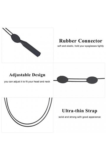 Keenso Sangle de lunettes de sport, Sangle de lunettes de 10,6 pouces anti-dérapante Sangle Cord Cord Band Rope String Black