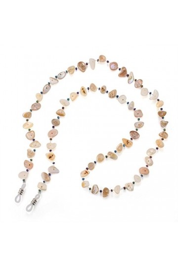 Gazechimp Cordons à Lunettes Chaînes de Cou Sangle Perles de Coquille et Verre pour Lunettes de Lecture Soleil - Beige, Uniqu