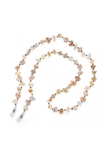 Gazechimp Cordons à Lunettes Chaînes de Cou Sangle Perles de Coquille et Verre pour Lunettes de Lecture Soleil - Beige, Uniqu