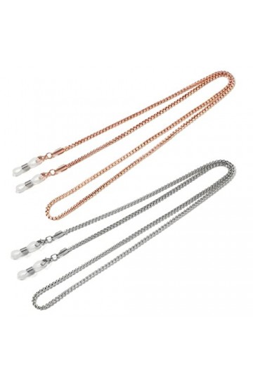 SIOPPKIK 2Pcs Titulaire Chaîne Collier pour Masque, Chaîne de lunettes Métal Porte-lunettes Sangle Extender Chaîne pour Femme