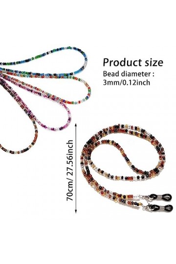 YUDAWN Lot de 4 chaînes de lunettes de lecture colorées pour femme, Violet, vert, orange, couleur écaille de tortue, 70 x 0.3