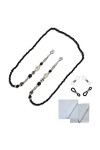 Bigood Cordon à Lunette Porte Lunettes Chaîne avec 4pcs Anneaux en Silicone 2pcs Chiffons Or Acier inoxydable