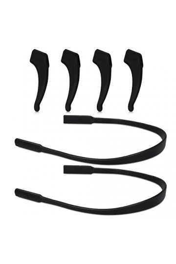 kwmobile Crochets doreille lunettes - Lot de 4x crochet doreille et 2x sangle pour lunettes en silicone antidérapant - noir
