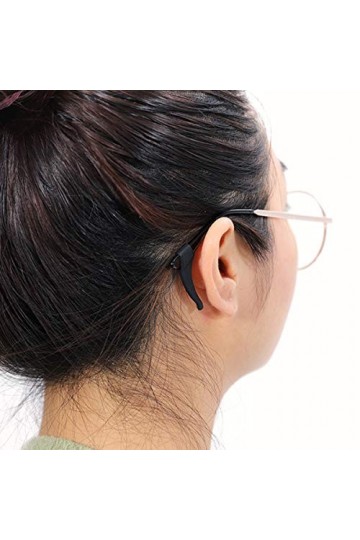 kwmobile Crochets doreille lunettes - Lot de 4x crochet doreille et 2x sangle pour lunettes en silicone antidérapant - noir