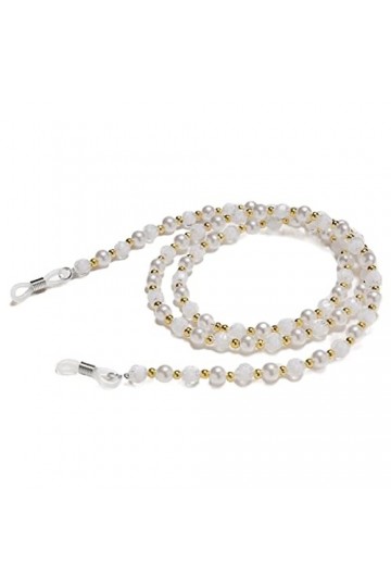 XTYPE Cordon de lunettes pour femmes avec perles colorées vintage chaîne de cou élégante cordon de lunettes couleur : blanc,
