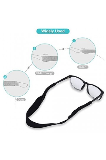 YUMILI Lot De 5 Cordons élastiques pour Lunettes De Sport pour Lunettes De Soleil Noir 