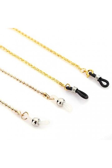 Chaîne de Lunettes antidérapante, chaîne de Lunettes de Soleil Durable et Robuste en Or 2 pièces, mère pour Femme