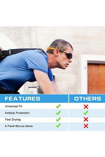 Surplex Paquet de 6 paires de cordons élastiques en néoprène avec cordon de retenue pour lunettes de sport et soleil, étui