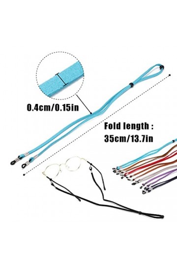 CUHZA Cordons Lunettes Homme Femme, 8 Pcs Attache Lunettes, Sangle de lunettes réglable en cuir synthétique, Fil Lunettes Fic