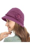 Yutdeng Bonnet Tricotée Chapeau Femme Fille dhiver Chaud Élégant Bonnet Doublure en Peluche Vintage Souple Casquette Doux Ép
