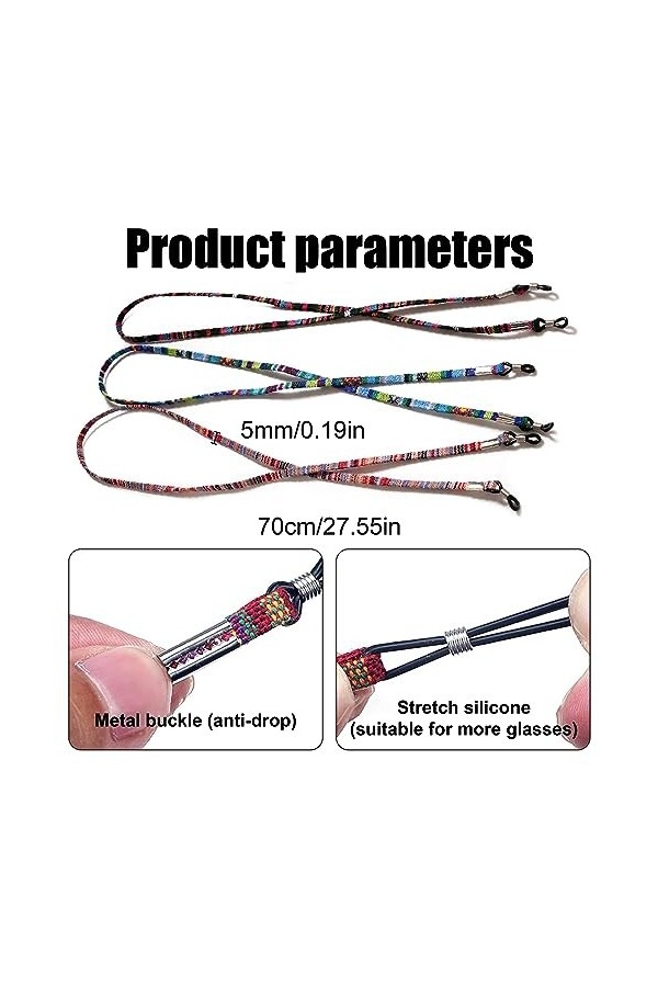 Tadipri 7 Pièces Cordon Lunettes Réglable Corde À Lunettes Chaîne De Lunettes, Sangle Corde Retenue À Lunettes De Lecture Pou