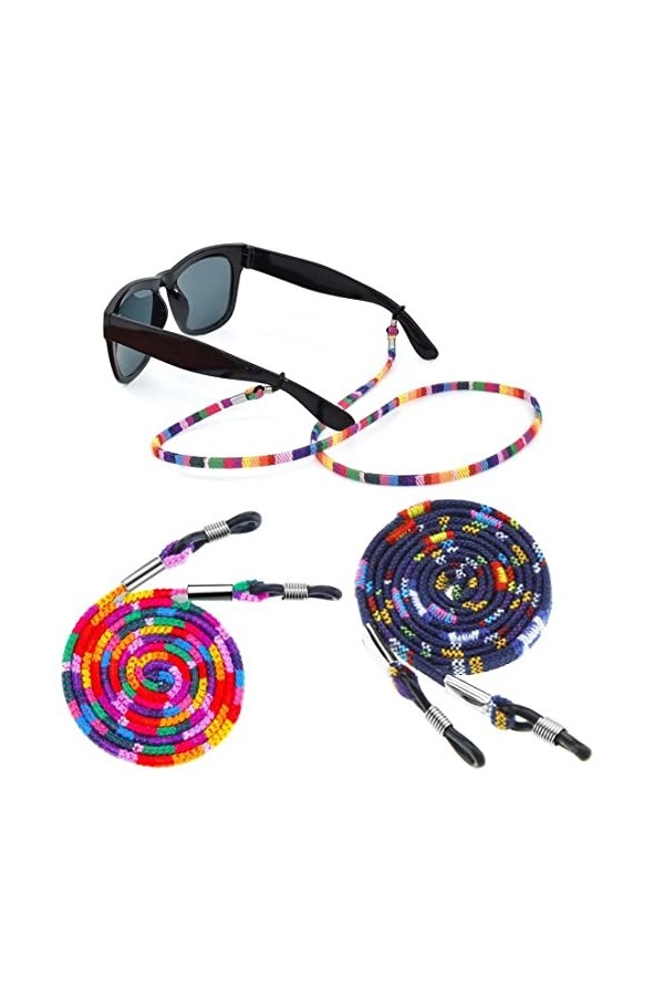 WEIESCIE Cordon Lunettes,2 pcs Chaîne Cordon Lunette Porte Lunettes Corde de Lunettes Réglable Universel，pour Hommes, Femmes 