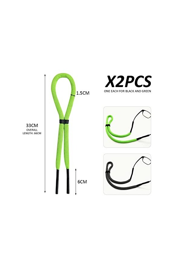 YSDYY 2 pièces sangle de lunettes de sport, anti-évier anti-chute lanière flottante sangles de lunettes antidérapantes réglab