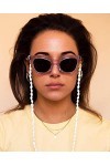 Bramian Blanc Petite Conque Lunettes Chaîne Lunettes de Soleil Lunettes Antidérapantes Corde Longe Accessoires pour Femme et 