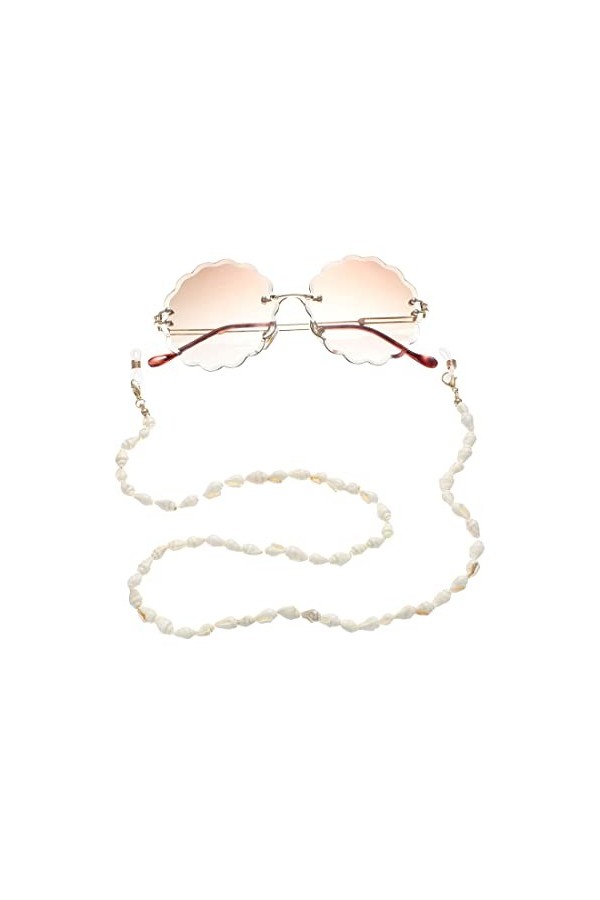 Bramian Blanc Petite Conque Lunettes Chaîne Lunettes de Soleil Lunettes Antidérapantes Corde Longe Accessoires pour Femme et 