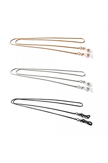 Aabellay Lot de 3 supports de chaîne pour lunettes de soleil en forme de serpent en métal doré et argenté