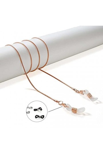 Aabellay Lot de 3 supports de chaîne pour lunettes de soleil en forme de serpent en métal doré et argenté