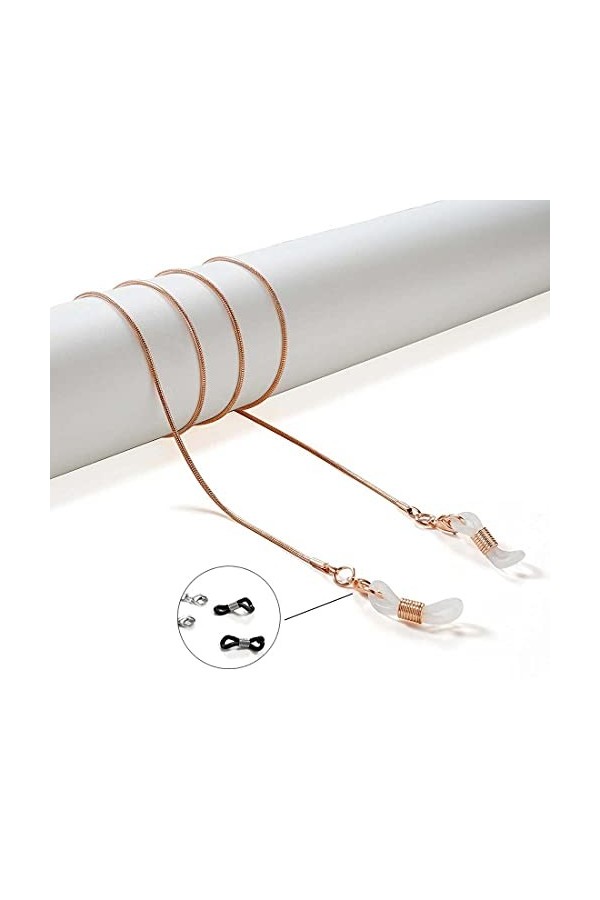 Aabellay Lot de 3 supports de chaîne pour lunettes de soleil en forme de serpent en métal doré et argenté