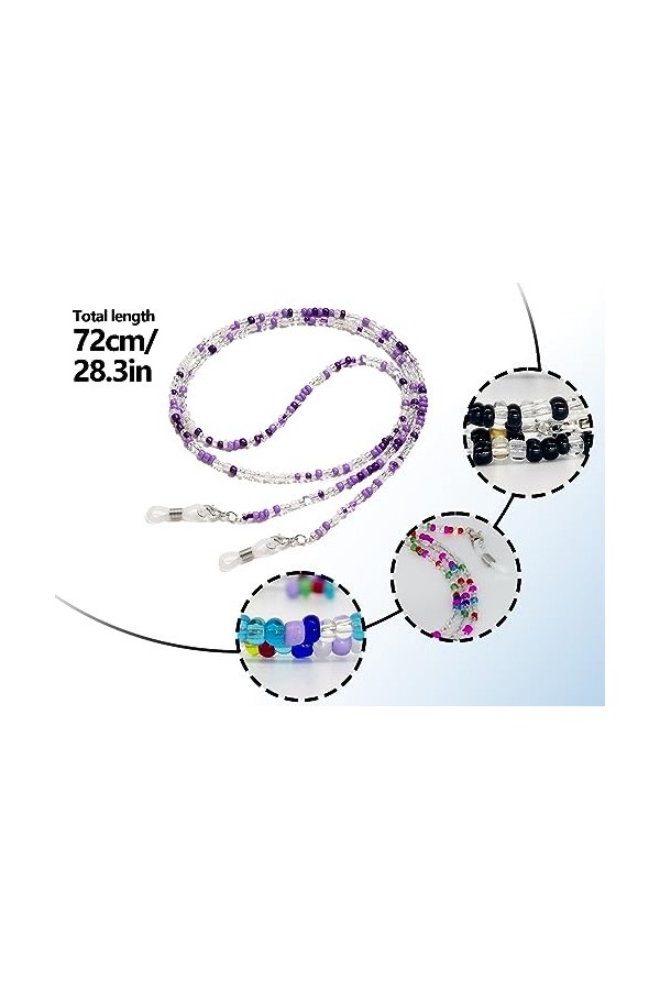 ZoeTekway Lot de 4 Chaînes à lunettes pour femmes, Collier de lunettes de lecture, Chaîne de masque pour femmes et hommes, Po