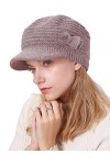 Yutdeng Tricotés Béret Chapeau Femme Filles Hiver Chaud Élégant Bonnet Souple Vintage Casquette à Visière Doux Laine Newsboy 