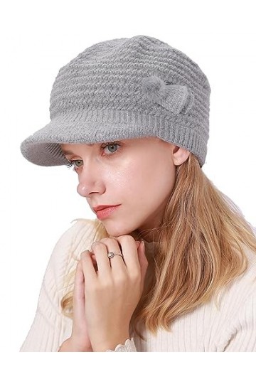 CheChury Casquette Femme Hiver Béret Chapeau dhiver Bonnet Tricoté Chaud en Laine Femme Polaire Casquettes Visières Vintage 