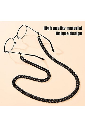 Chaîne de lunettes, autour du cou Sangle de lunettes de conception unique Sangle de lunettes noires Anti-dérapant pour lexté