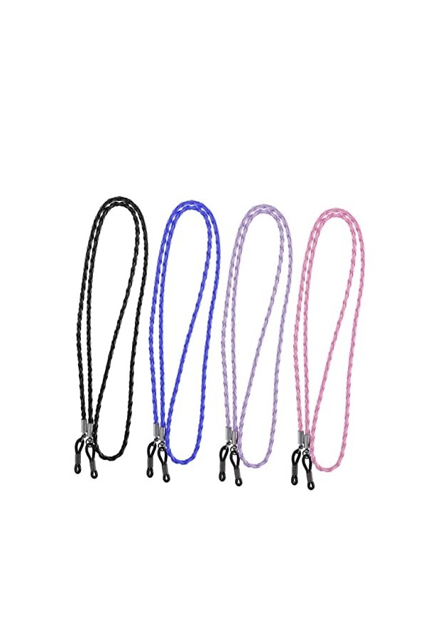 NIYANGLE 4 Pièces Lunettes De Soleil Noir Bleu Lunettes Teintées Lunettes Réglables Visage Bandanas Titulaire Sport Lunettes 