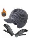 Casquettes Homme Femmes dhiver Ensemble Casquette de Baseball en Tricoté et Gants Tricotés Bonnet Chaud Tricot Chapeau Casqu