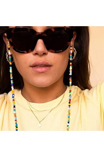 Chaîne de lunettes de soleil en perles de rocaille Bramian Chaîne de lunettes colorées de plage Accessoires de lunettes Décor