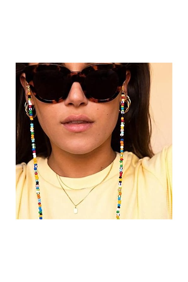 Chaîne de lunettes de soleil en perles de rocaille Bramian Chaîne de lunettes colorées de plage Accessoires de lunettes Décor