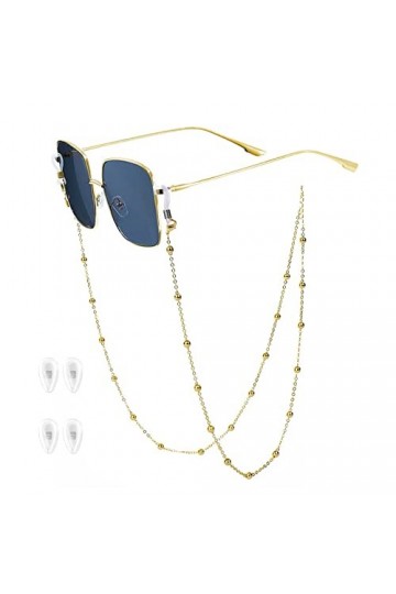 SwirlColor Cordon Lunettes Femme, Cordon pour Lunettes Doré Cordon Lunettes Perlée 30,7 Pouces/78 cm