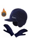 Casquettes Homme Femmes dhiver Ensemble Casquette de Baseball en Tricoté et Gants Tricotés Bonnet Chaud Tricot Chapeau Casqu