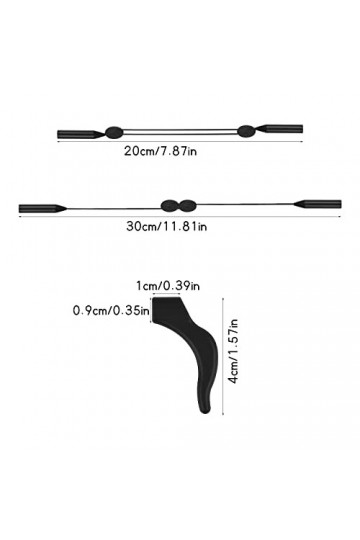 Pinsheng Cordons de lunettes de sport, 2 pièces de retenue de lunettes réglables & 4 paires de crochets antidérapants, Suppor