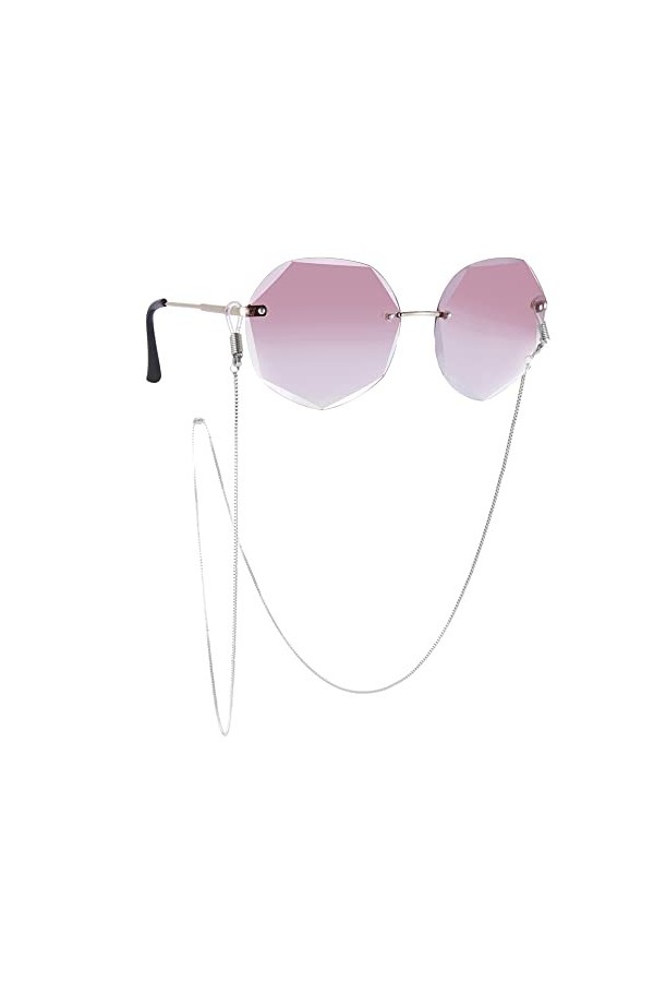 TEAMER Chaîne de lunettes en acier inoxydable avec perles pour lunettes de soleil - Cordon de lunettes de soleil pour femme, 