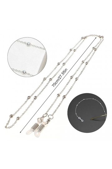 KQNM 2 pièces chaîne de Lunettes pour Femmes,Chaine Lunette Chaine de Lunettes Femme Argent Or Rose