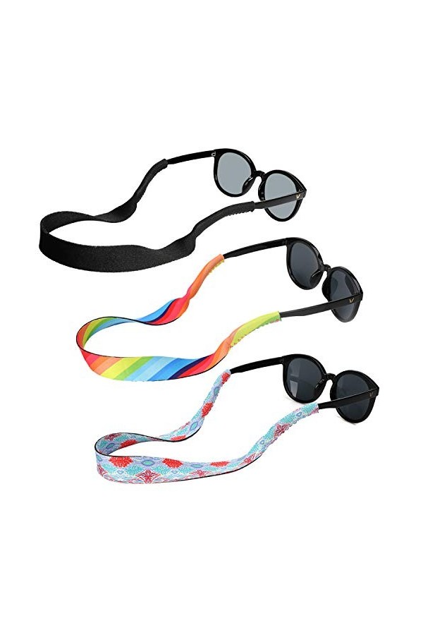 Hifot Lunettes de Soleil Sangle 3 Style, Flottante Chaînes et Cordons à Lunettes, Rapide sèche Lunettes néoprène Cordon