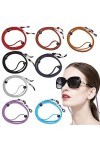 KANOSON Cordon Lunettes, 8 Pièces Cuir Cordon Lunettes Femme, Réglable Lunettes de Soleil Cordon/Cordon pour Lunettes de Vue/