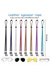 KANOSON Cordon Lunettes, 8 Pièces Cuir Cordon Lunettes Femme, Réglable Lunettes de Soleil Cordon/Cordon pour Lunettes de Vue/