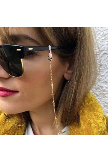Bramian Cross lunettes de soleil chaîne lunettes chaîne simple métal lunettes de soleil accessoires pour femme et filles Arg