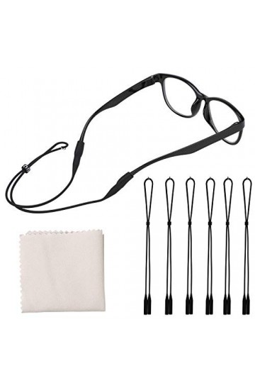 Hifot Réglable Chaînes et cordons à lunettes 6 Pièce avec Chiffon MicroFibre de nettoyage, de silicone porte-lunettes de sole