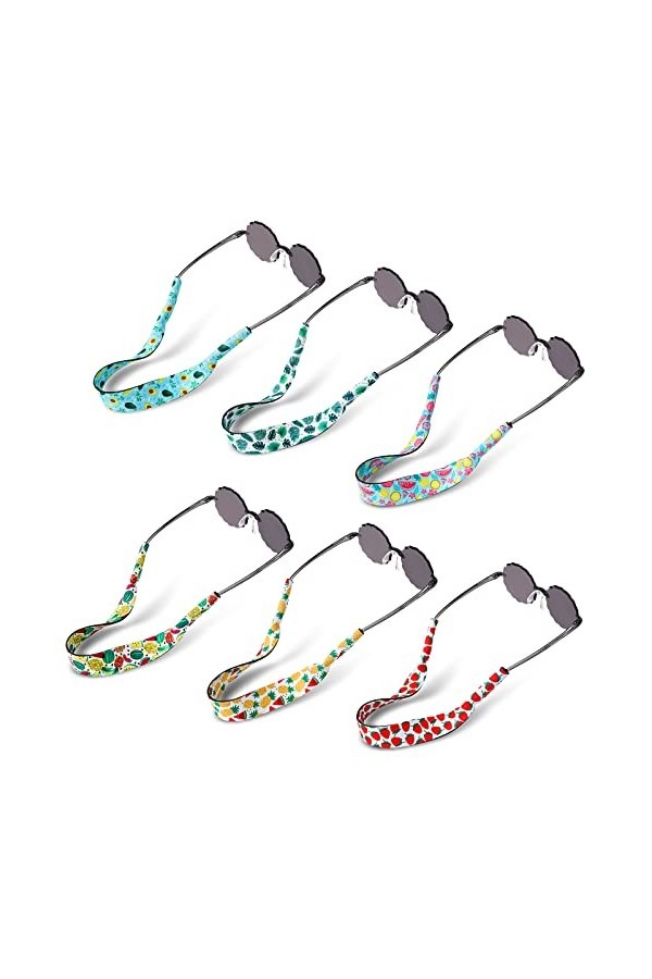 Hifot 6 pièces Cordon Lunettes Sangle Enfant, Néoprène Chaînes et Cordons à Lunettes Flottante Lanières de Lunette spour Lune