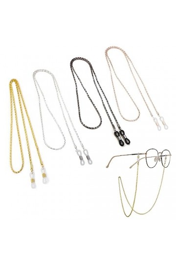 JSUOEO Lot de 5 chaînes de lunettes pour femme - Chaîne de lunettes de soleil - En métal - Élégant - 5 couleurs, multicolore,