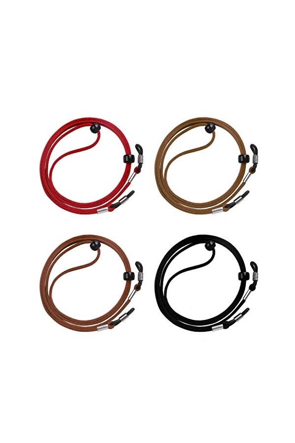 Chaîne de Lunettes 4 Pièces cordons à lunettes Réglable Cordon de sangle de lunettes Pour Pour Lunettes de Soleil et Sport