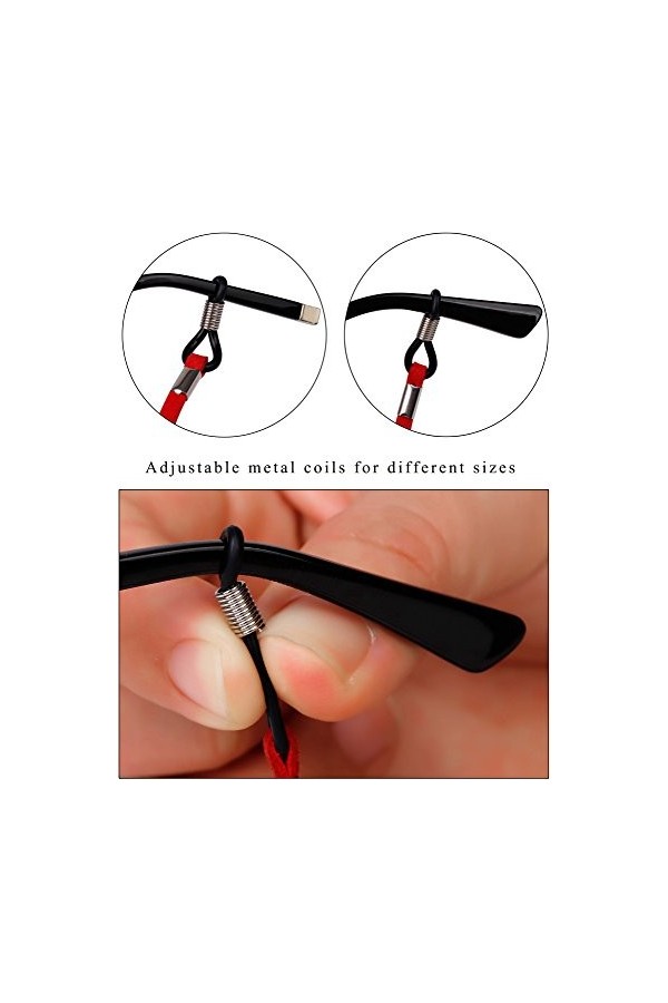 Chaîne de Lunettes 4 Pièces cordons à lunettes Réglable Cordon de sangle de lunettes Pour Pour Lunettes de Soleil et Sport