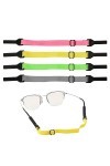 BOXOB 4pcs Sangles de Lunettes Réglables, Sangle de Lunetxtes de Soleil en Silicone Universelle pour Lunettes de Soleil Acces