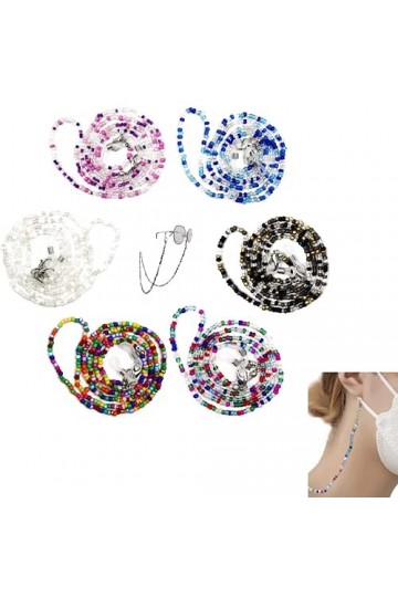 Voarge Lot de 6 cordons pour lunettes de soleil, une chaîne en verre confortable avec un clip, cordon tour de cou portable po
