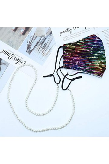 TseenYi Cordon de masque multifonctionnel avec chaîne de perles pour masque de visage - Accessoire détachable - Pour femmes e