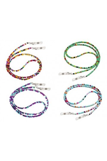 ZoeTekway Lot de 4 chaînes de lunettes pour femme, collier de sangles de lunettes de lecture, collier de masque pour homme et