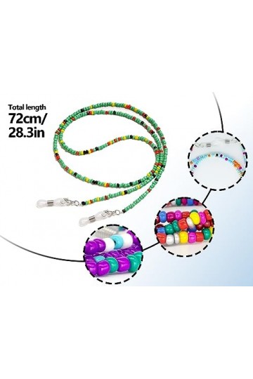 ZoeTekway Lot de 4 chaînes de lunettes pour femme, collier de sangles de lunettes de lecture, collier de masque pour homme et