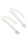 Lot de 2 chaînes de lunettes pour femmes, chaîne de lunettes, chaîne de lunettes antidérapantes, sangle